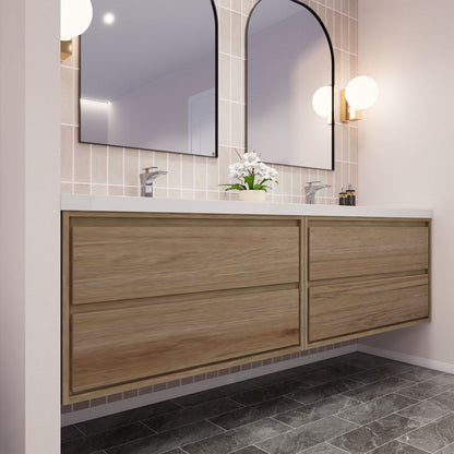 Subtle 84" (42''+42'') Double Sink Wall Mounted Modern Vanity Vanity-Subtle SKU: RYMOM84DD