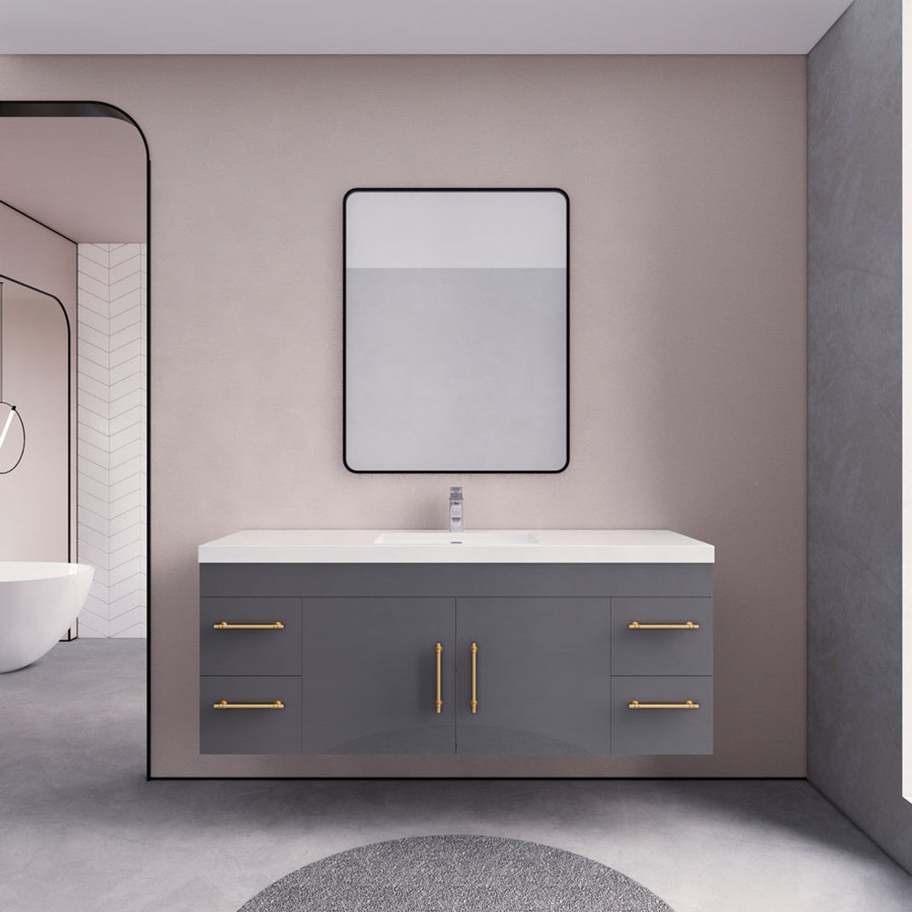 Eliza 60'' Wall Mounting Vanity With Single Sink Eliza SKU: RYELSA60SWH-AV | UPC: 616050843391