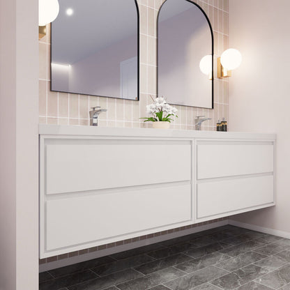 Subtle 84" (42''+42'') Double Sink Wall Mounted Modern Vanity Vanity-Subtle SKU: RYMOM84DD