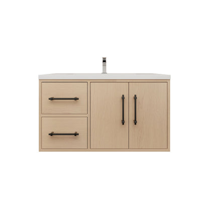 Victoria 36" Wall-Mount Vanity with Reinforced Acrylic Sink (LEFT DRAWER) Victoria SKU: Victoria 36LWH