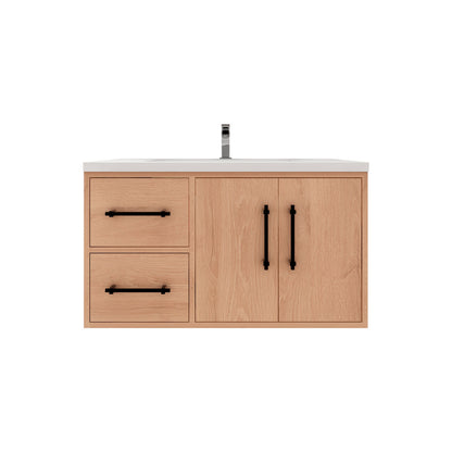 Victoria 36" Wall-Mount Vanity with Reinforced Acrylic Sink (LEFT DRAWER) Victoria SKU: Victoria 36LWH