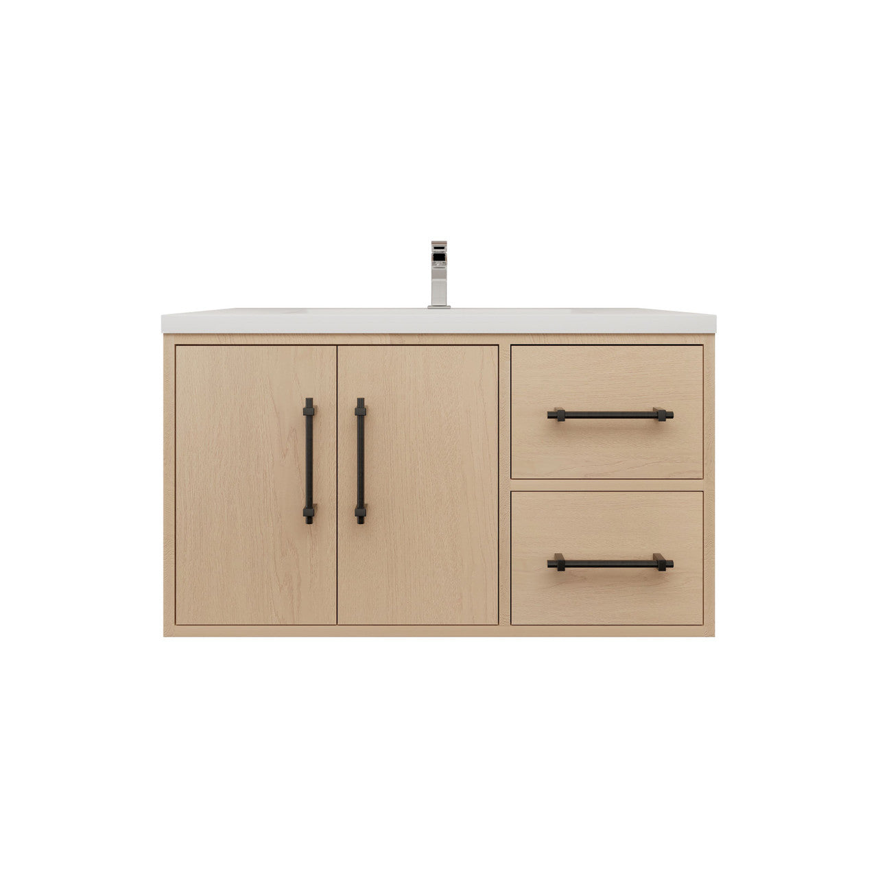 Victoria 36" Wall-Mount Vanity with Reinforced Acrylic Sink (RIGHT DRAWER) Victoria SKU: Victoria 36RWH