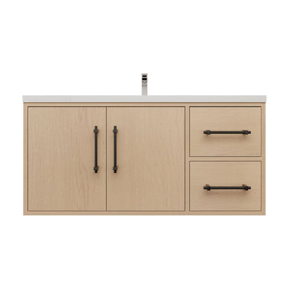 Victoria 42" Wall-Mount Vanity with Reinforced Acrylic Sink (RIGHT DRAWER) Victoria SKU: Victoria 42RWH