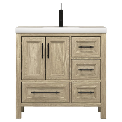 VIV 36" Solid Wood Freestanding Bathroom Vanity with Reinforced Acrylic Sink (Right) VIV SKU: VIV36R-HG