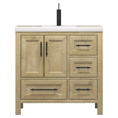 VIV 36" Solid Wood Freestanding Bathroom Vanity with Reinforced Acrylic Sink (Right) VIV SKU: VIV36R-HG