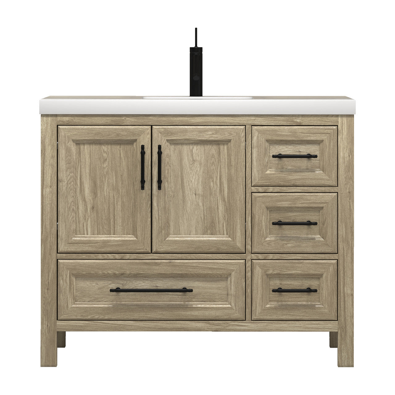 VIV 42" Solid Wood Freestanding Bathroom Vanity with Reinforced Acrylic Sink (Right) VIV SKU: VIV42R