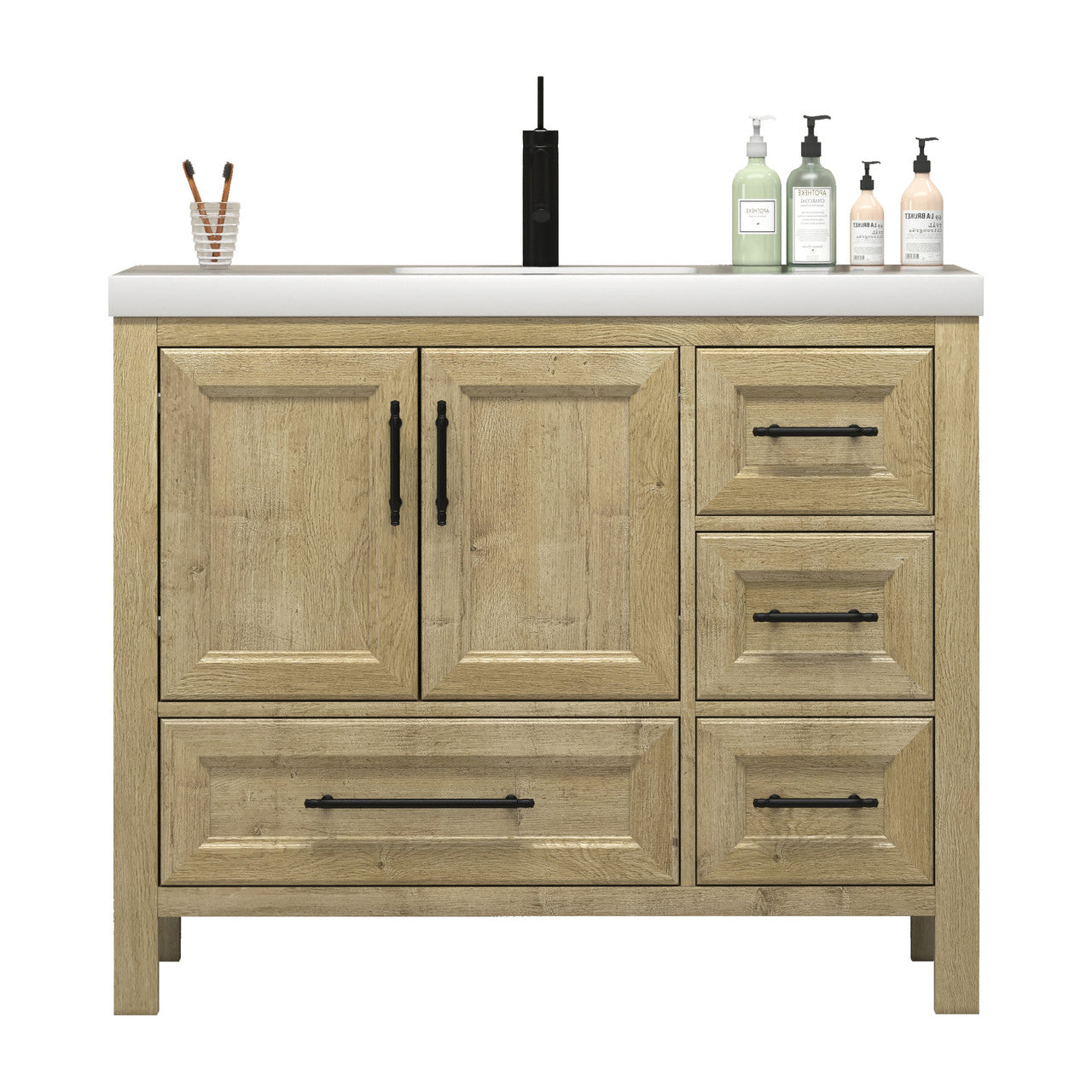 VIV 42" Solid Wood Freestanding Bathroom Vanity with Reinforced Acrylic Sink (Right) VIV SKU: VIV42R