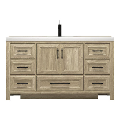 VIV 60" Solid Wood Freestanding Bathroom Vanity with Reinforced Single Acrylic Sink VIV SKU: VIV60S