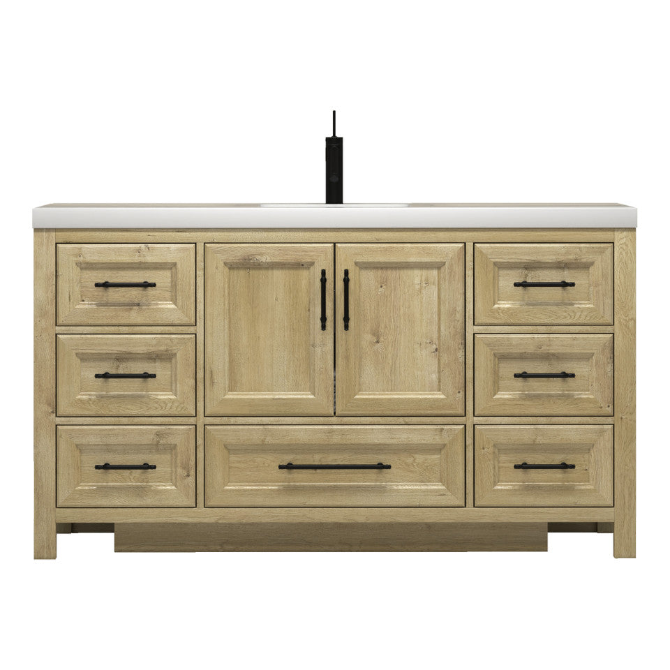 VIV 60" Solid Wood Freestanding Bathroom Vanity with Reinforced Single Acrylic Sink VIV SKU: VIV60S