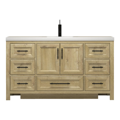 VIV 60" Solid Wood Freestanding Bathroom Vanity with Reinforced Single Acrylic Sink VIV SKU: VIV60S