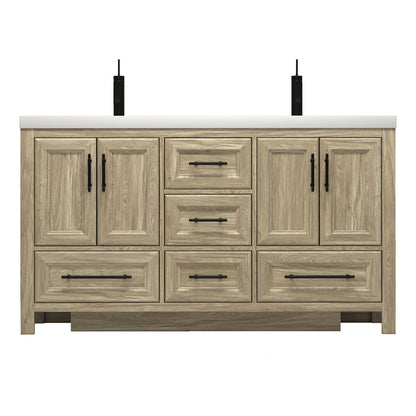 VIV 60" Solid Wood Freestanding Bathroom Vanity with Reinforced Double Acrylic Sink VIV SKU: VIV60D