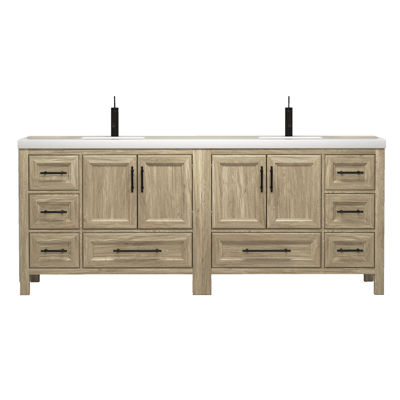 VIV 84" Solid Wood Freestanding Bathroom Vanity with Reinforced Double Acrylic Sink VIV SKU: VIV84D