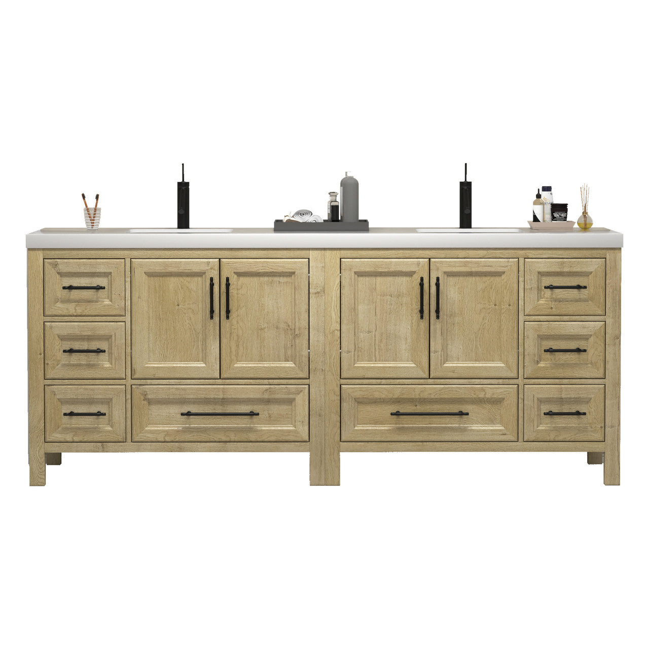 VIV 84" Solid Wood Freestanding Bathroom Vanity with Reinforced Double Acrylic Sink VIV SKU: VIV84D