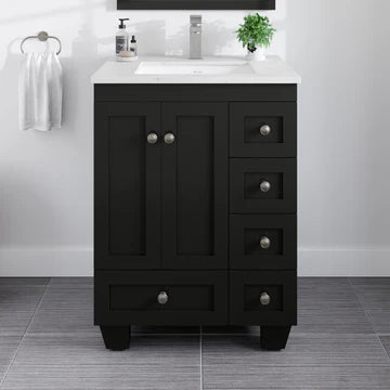 Acclaim 24"W x 22"D Espresso Bathroom Vanity with White Carrara Quartz Countertop and Undermount Porcelain Sink EVVN69-24ES-Q