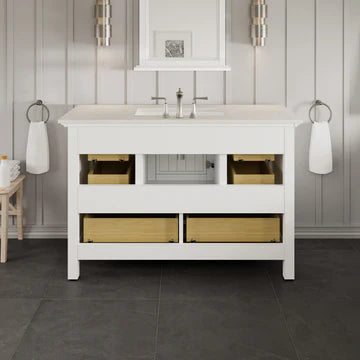 Britney 42"W x 22"D White Bathroom Vanity with White Carrara Quartz Countertop and Undermount Porcelain Sink EVVN612-42WH-Q