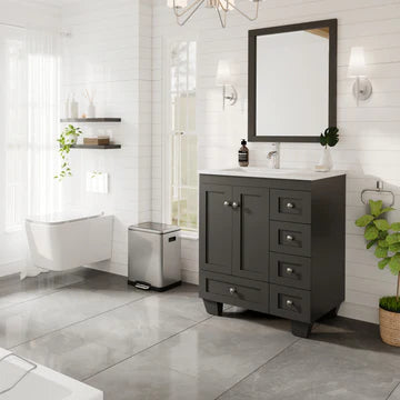 Happy 28"W x 18"D Espresso Bathroom Vanity with White Carrara Quartz Countertop and Undermount Porcelain Sink EVVN30-28X18ES-Q