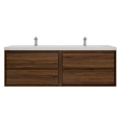 Subtle 72" (36''+36'') Double Sink Wall Mounted Modern Vanity Vanity-Subtle SKU: RYMOM72DD