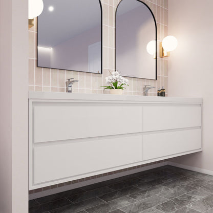 Subtle 84" Double Sink Wall Mounted Modern Vanity Vanity-Subtle SKU: RYMOM84D