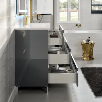 Joy 40"W x 18"D Gray Bathroom Vanity with White Porcelain Countertop and Integrated Sink EVVN23-39GR