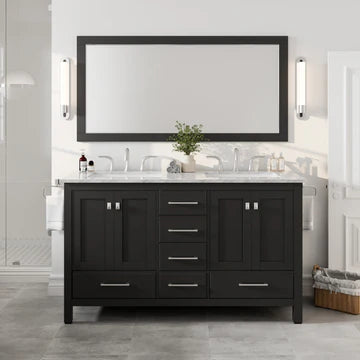 Eviva Aberdeen 60"W x 30"H Rectangular Mirror with Espresso Wooden Frame EVMR412-60X30-ES