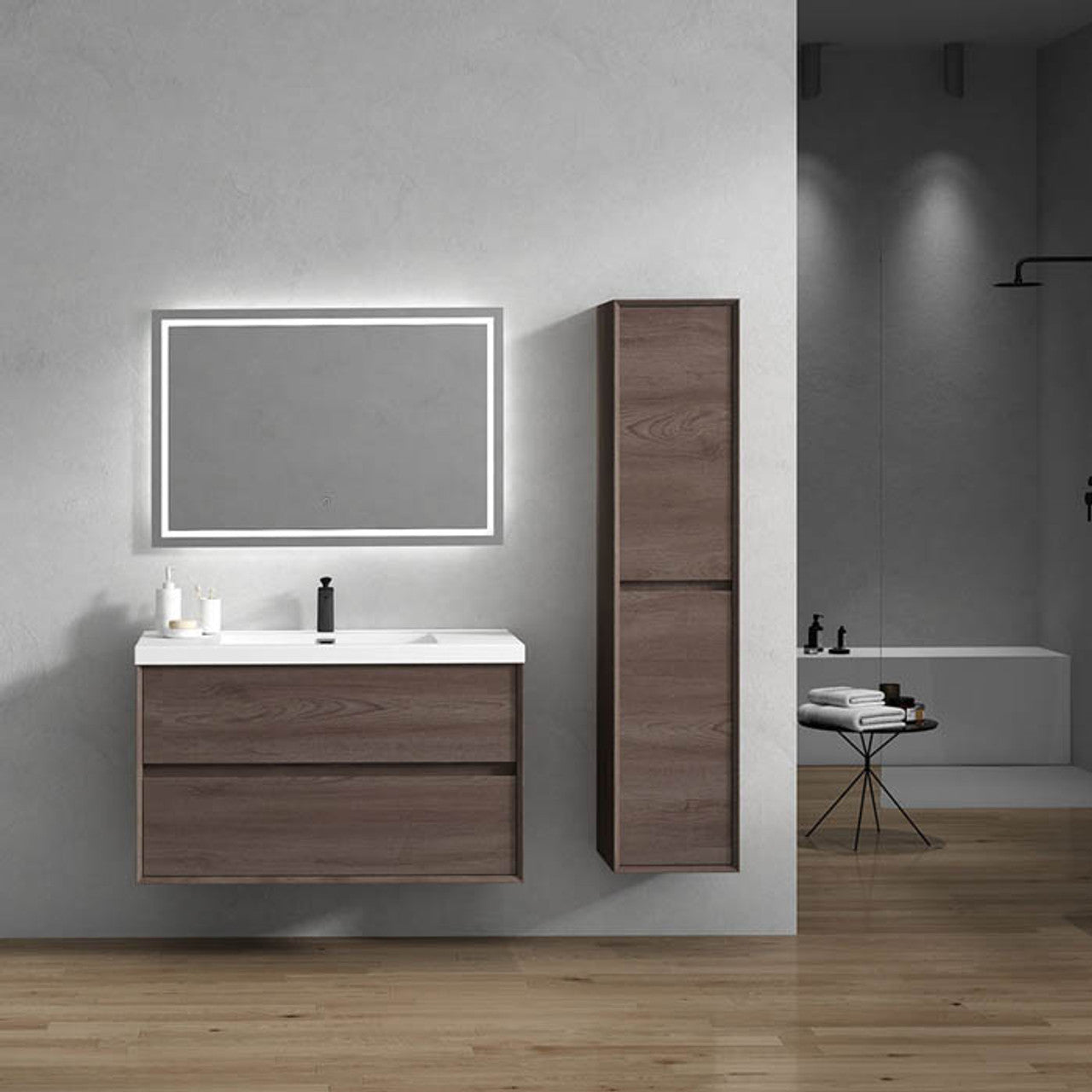 King 42" Wall Mounted Vanity with Reinforced Acrylic Sink Vanity-King SKU: BT005-42OAK