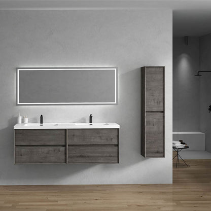 King 72" Wall Mounted Vanity with Reinforced Acrylic Double Sink Vanity-King SKU: BT005-72D