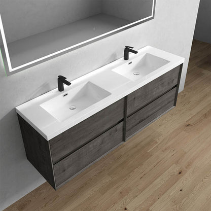 King 72" Wall Mounted Vanity with Reinforced Acrylic Double Sink Vanity-King SKU: BT005-72D