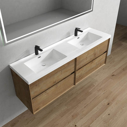 King 72" Wall Mounted Vanity with Reinforced Acrylic Double Sink Vanity-King SKU: BT005-72D