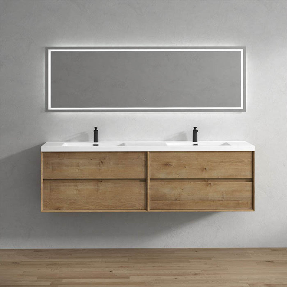 King 84" Wall Mounted Vanity with Reinforced Acrylic Double Sink Vanity-King SKU: BT005-84D