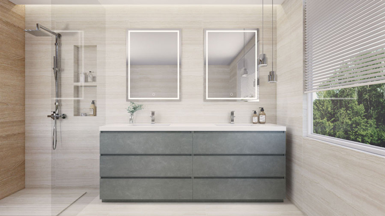 Aron 84" Freestanding with Reinforced Acrylic Double Sink Vanity-Aron SKU: MBA84D-AV