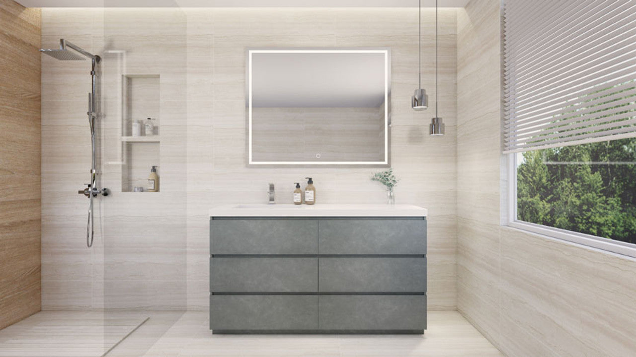 Aron 60" Freestanding with Reinforced Acrylic Left Sink Vanity-Aron SKU: MBA60SL-CG