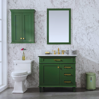 LEGION FURNITURE 36" VOGUE GREEN FINISH SINK VANITY CABINET WITH CARRARA WHITE TOP