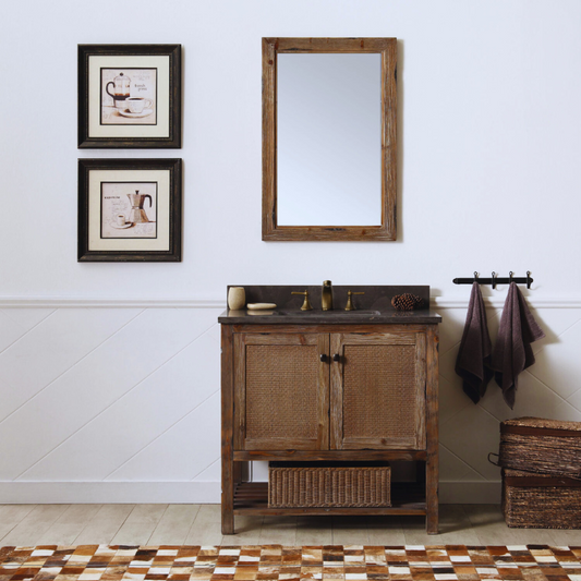 LEGION FURNITURE 36" SOLID WOOD SINK VANITY WITH MOON STONE TOP-NO FAUCET