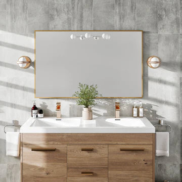 Eviva Gold 48"W x 30"H Rectangular Mirror with Gold Aluminum Frame EVMR-48X30-GLD