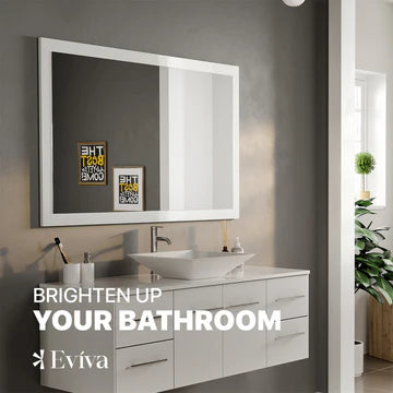 Eviva Sun 48"W x 30"H Rectangular Mirror with White Wooden Frame EVMR-48X30-GWH