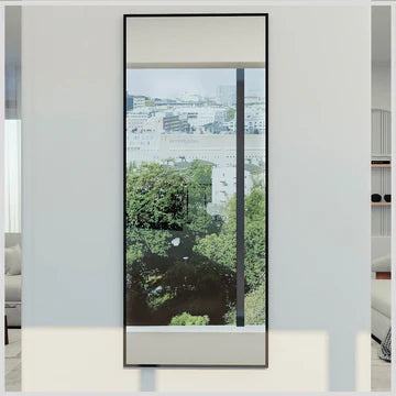 Eviva Black 72"W x 30"H Rectangular Mirror with Black Aluminum Frame EVMR-72X30-BLK