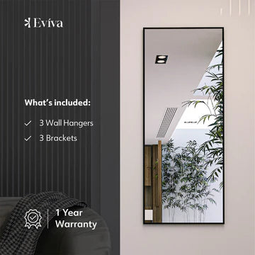 Eviva Black 72"W x 30"H Rectangular Mirror with Black Aluminum Frame EVMR-72X30-BLK