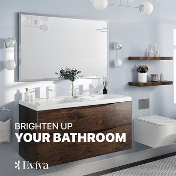 Eviva Sax 48"W x 30"H Rectangular Mirror with Brushed Nickel Aluminum Frame EVMR01-48X30-METALFRAME