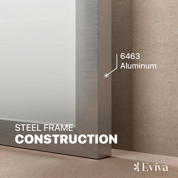 Eviva Sax 48"W x 30"H Rectangular Mirror with Brushed Nickel Aluminum Frame EVMR01-48X30-METALFRAME