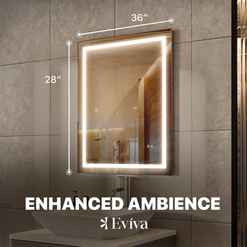 Eviva Glow 36"W x 28"H Rectangular Frameless LED Mirror EVMR101-36X28-LED