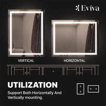 Eviva Glow 36"W x 28"H Rectangular Frameless LED Mirror EVMR101-36X28-LED