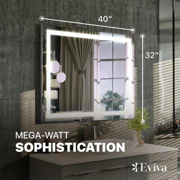 Eviva Glow 40"W x 32"H Rectangular Frameless LED Mirror EVMR101-40X32-LED