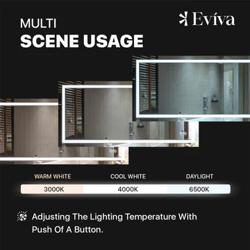 Eviva Glow 72"W x 36"H Rectangular Frameless LED Mirror EVMR101-72X36-LED