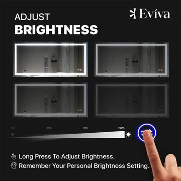 Eviva Glow 72"W x 36"H Rectangular Frameless LED Mirror EVMR101-72X36-LED