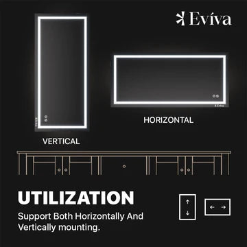 Eviva Glow 72"W x 36"H Rectangular Frameless LED Mirror EVMR101-72X36-LED