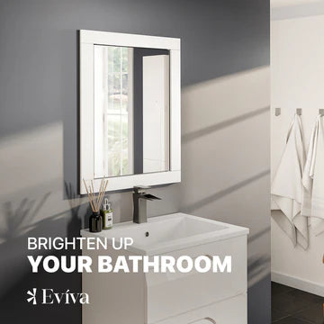 Eviva Aberdeen 24"W x 30"H Rectangular Mirror with White Wooden Frame EVMR412-24X30-WH