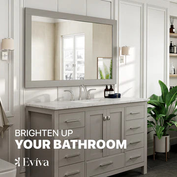 Eviva Aberdeen 48"W x 30"H Rectangular Mirror with Gray Wooden Frame EVMR412-48X30-GR