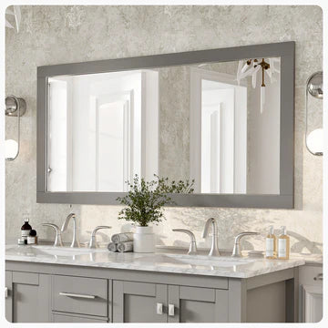 Eviva Aberdeen 60"W x 30"H Rectangular Mirror with Gray Wooden Frame EVMR412-60X30-GR