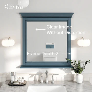 Eviva Britney 24"W x 30"H Rectangular Mirror with Blue Wooden Frame EVMR612-24X30AB