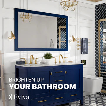 Eviva Acclaim 48"W x 30"H Rectangular Mirror with Blue Wooden Frame EVMR69-48X30BLU